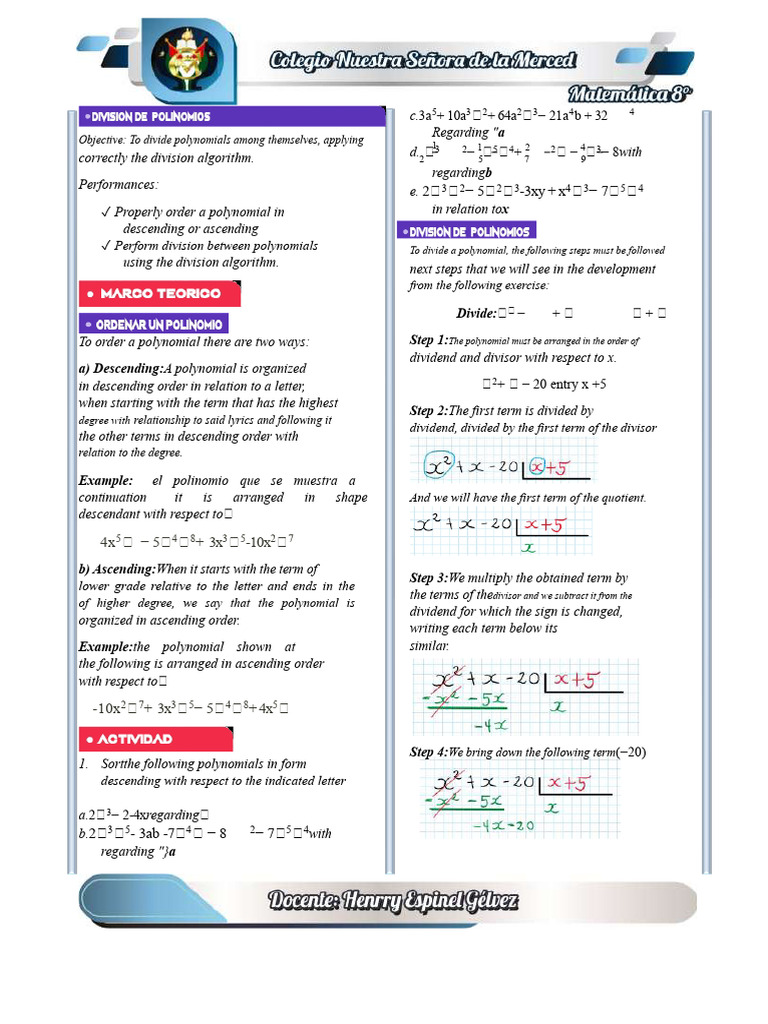 Polynomial Division Techniques Explained | PDF | Division (Mathematics ...