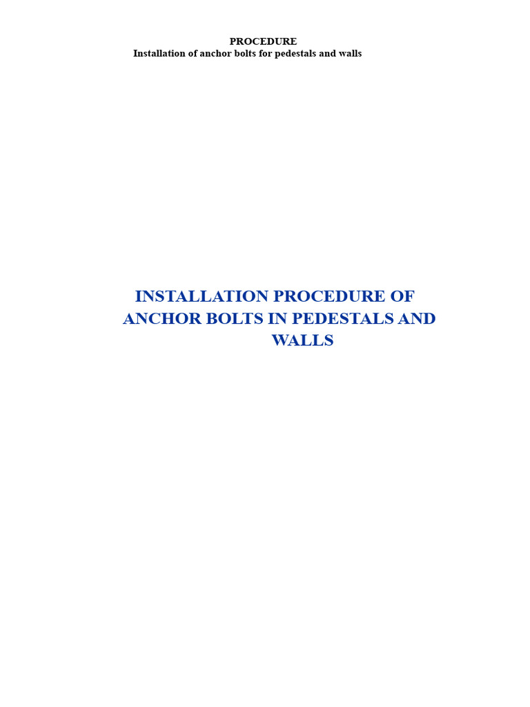 Anchor Bolt Installation Procedure Guide | PDF | Personal Protective ...