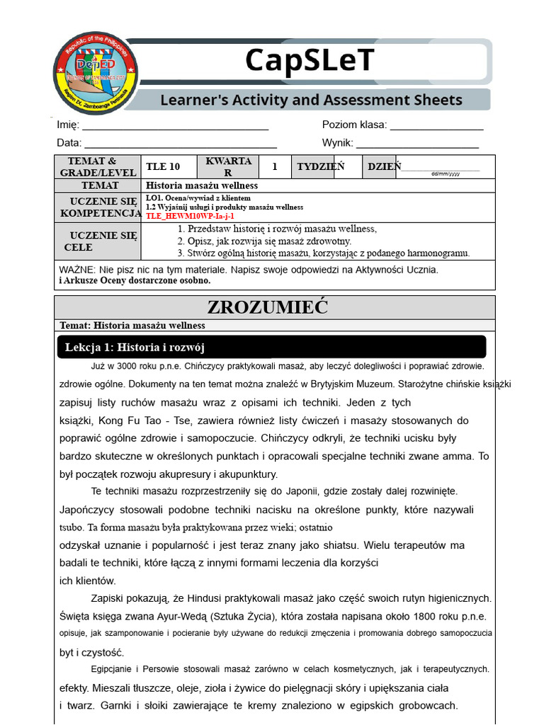 Capslet 10 TLE Wellness Masaż | PDF