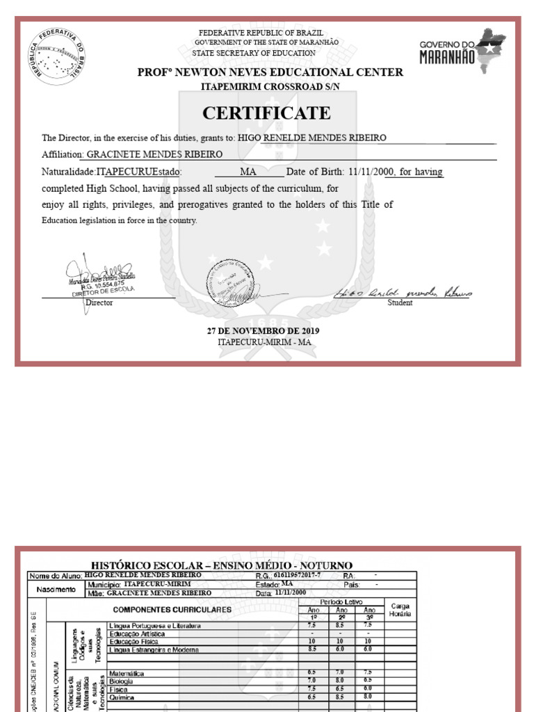 High School Completion Certificate - MA | PDF