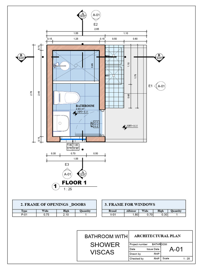Architectural Plans for Bathroom Design | PDF | Drywall | Building