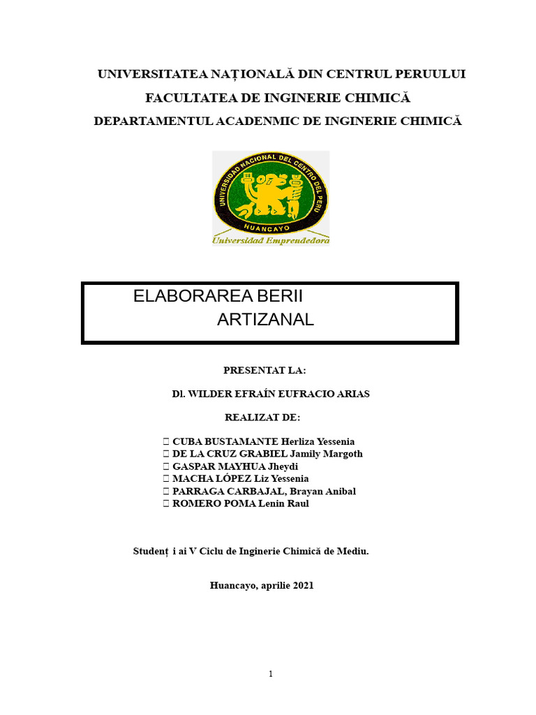 Grupul 4 Echilibrul de Materie Și Energie În Elaborarea Berei ...
