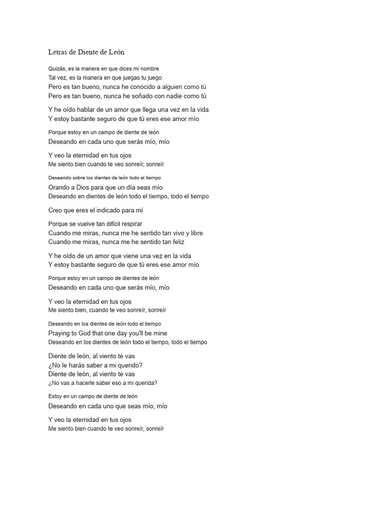 Letras de Dandelions | PDF
