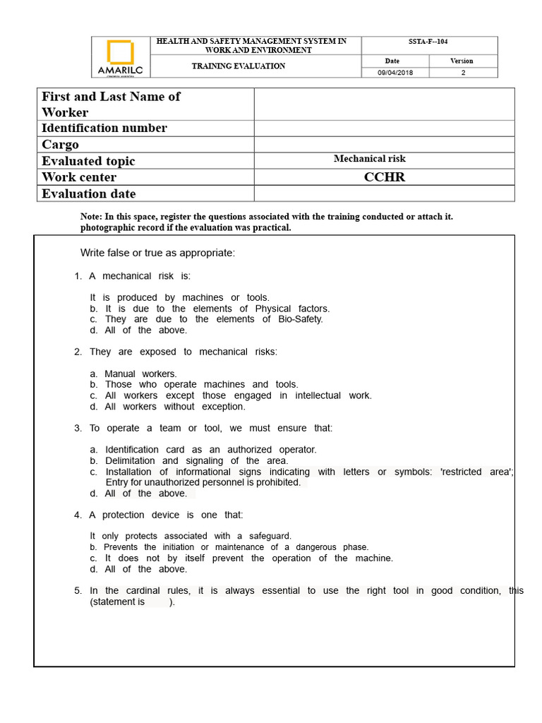 Mechanical Risk | PDF | Risk | Occupational Safety And Health