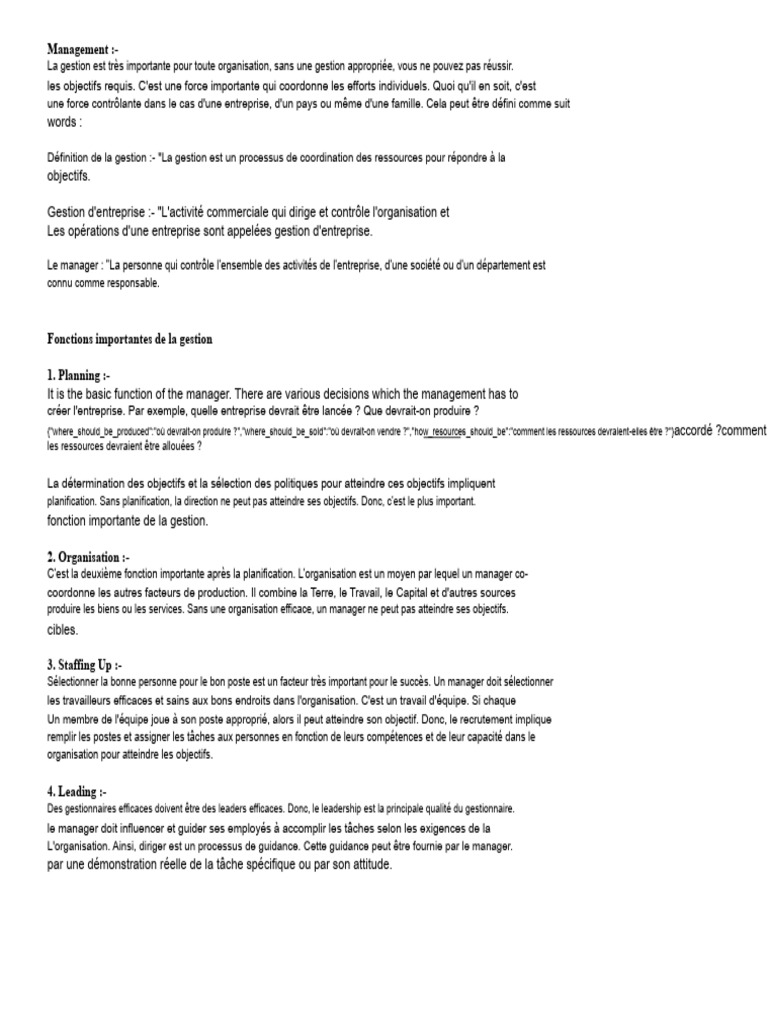 Importance et fonctions de la gestion | PDF | Motivation | Motivant