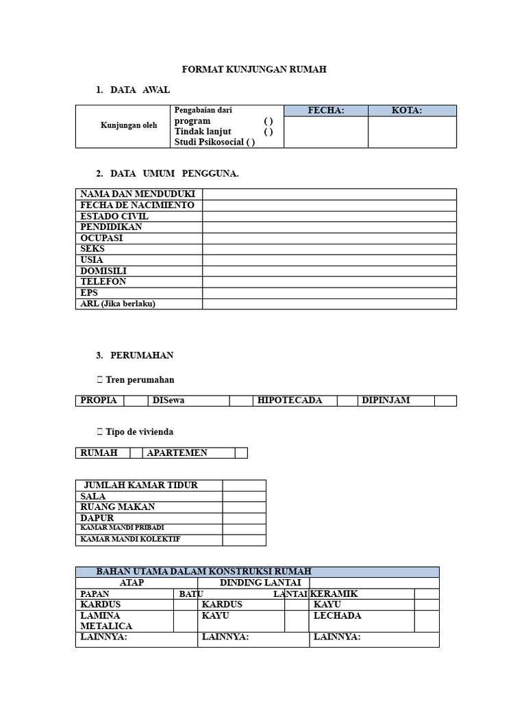 8.format Kunjungan Rumah | PDF