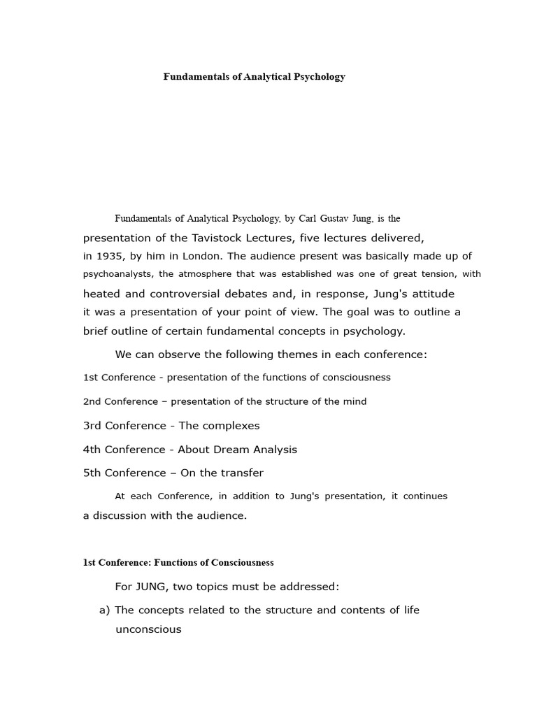 Analytical Psychology Basics by Jung | PDF | Unconscious Mind ...