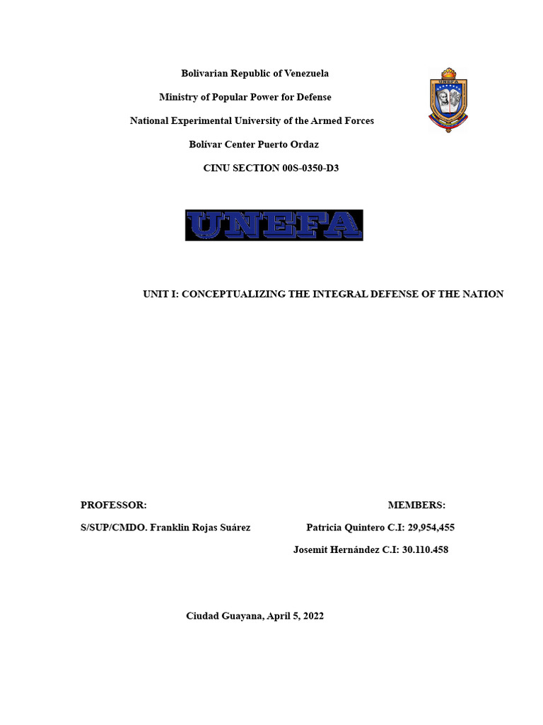 Conceptualization of The Integral Defense of The Nation | PDF ...