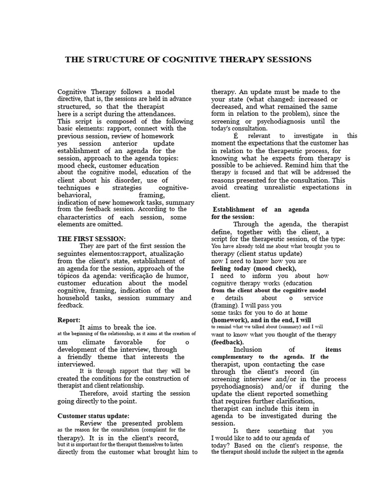The Structure of Cognitive Therapy Sessions in Columns | PDF ...