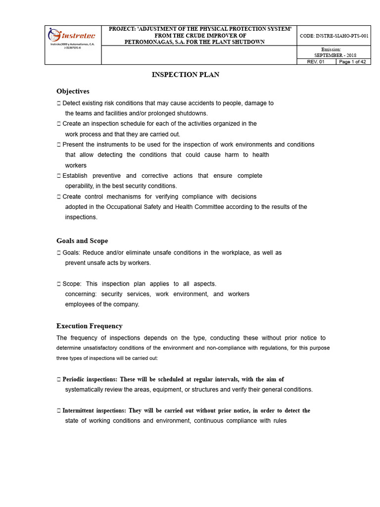 Physical Protection System Inspection Plan | PDF | Occupational Safety ...