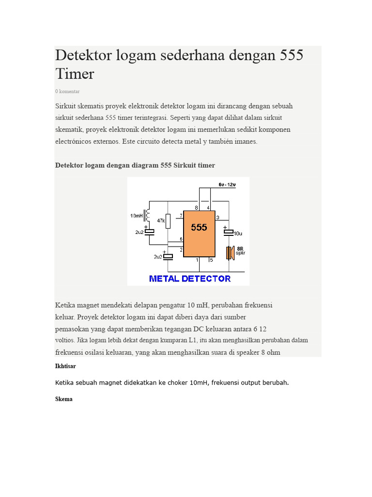 Detektor Logam Sederhana dengan 555 | PDF