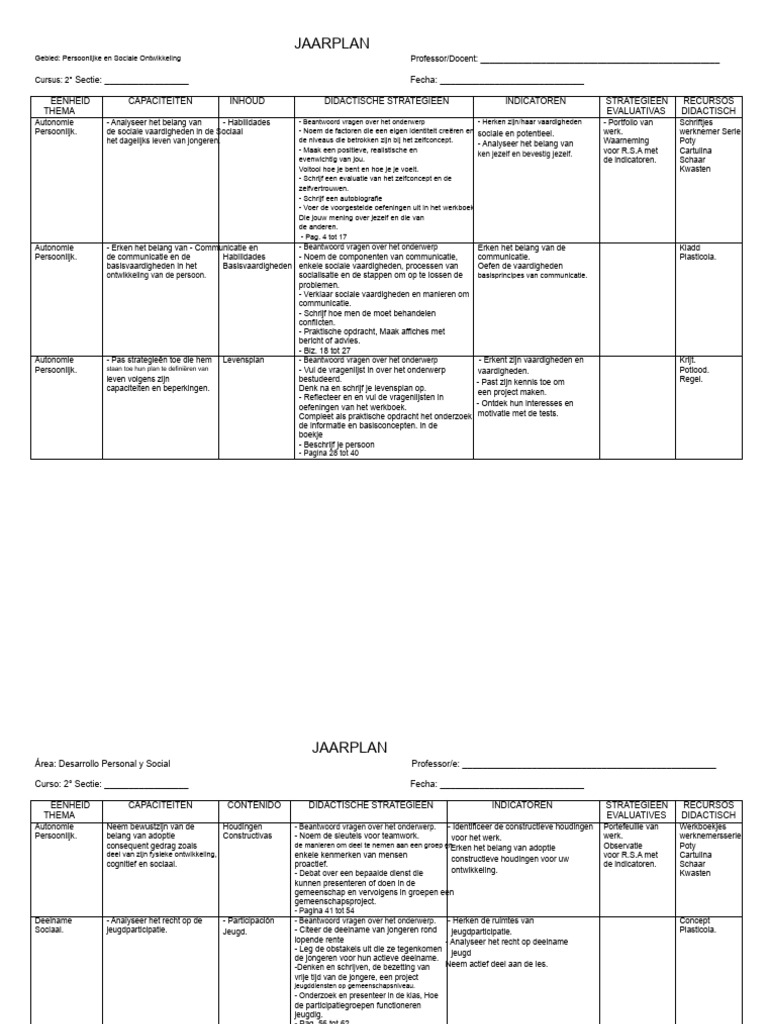 Persoonlijke Ontwikkeling Planning 2e Jaar | PDF