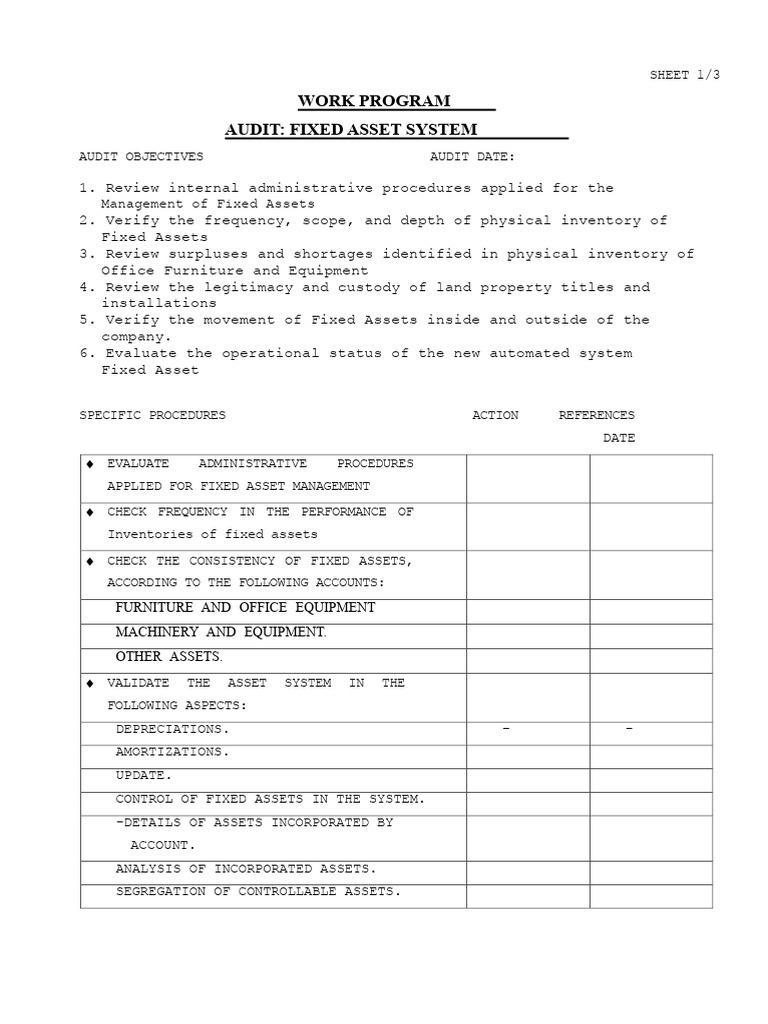 Fixed Asset Audit Work Program | PDF | Fixed Asset | Depreciation