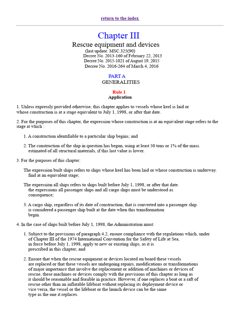SOLAS 2014 CHAPTER 3 - Lifeboats and Rescue Devices | PDF | Ships | Boats