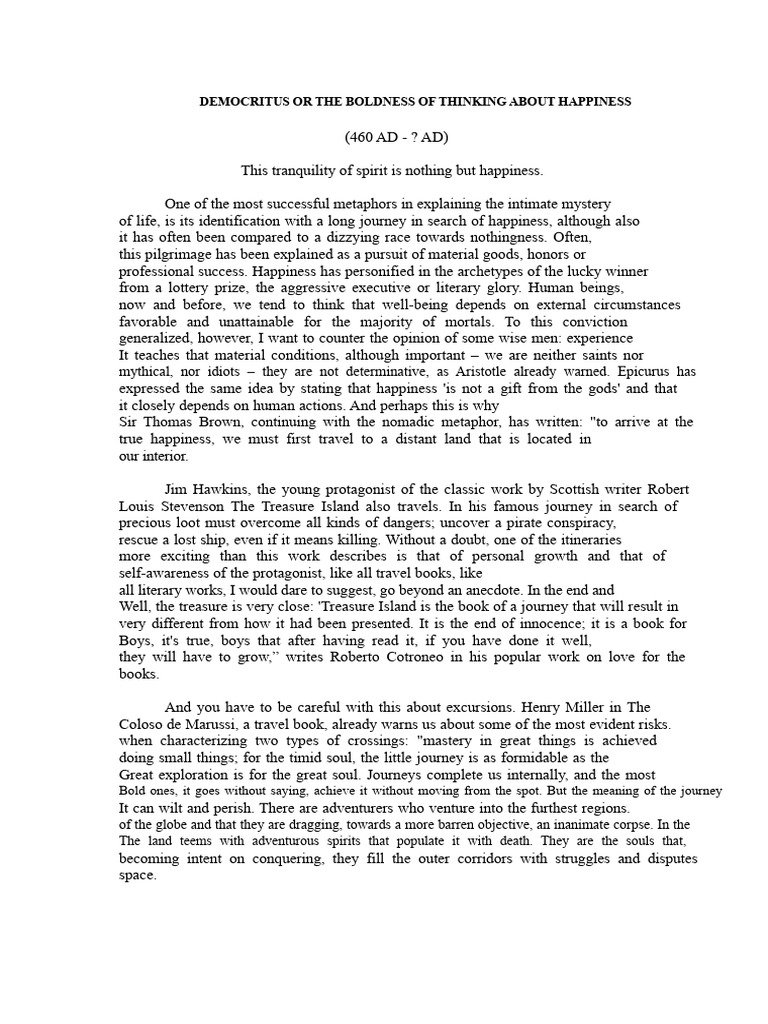 Democritus Happiness Pdf Happiness Pleasure