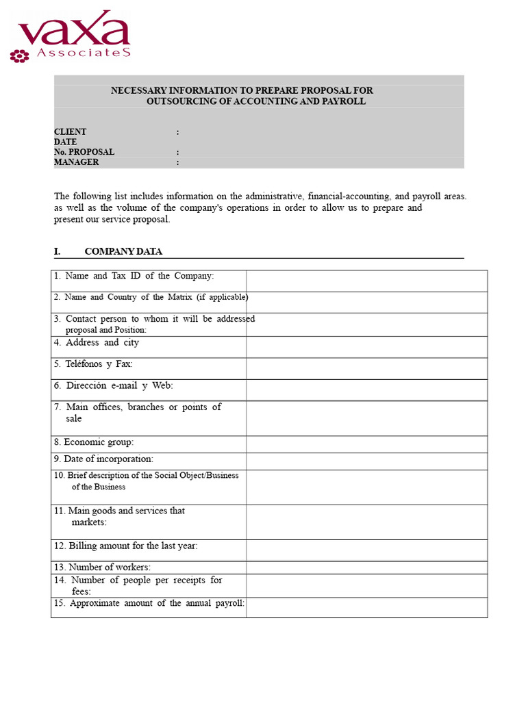 Questionnaire Proposal Accounting - Payroll | PDF | Business ...