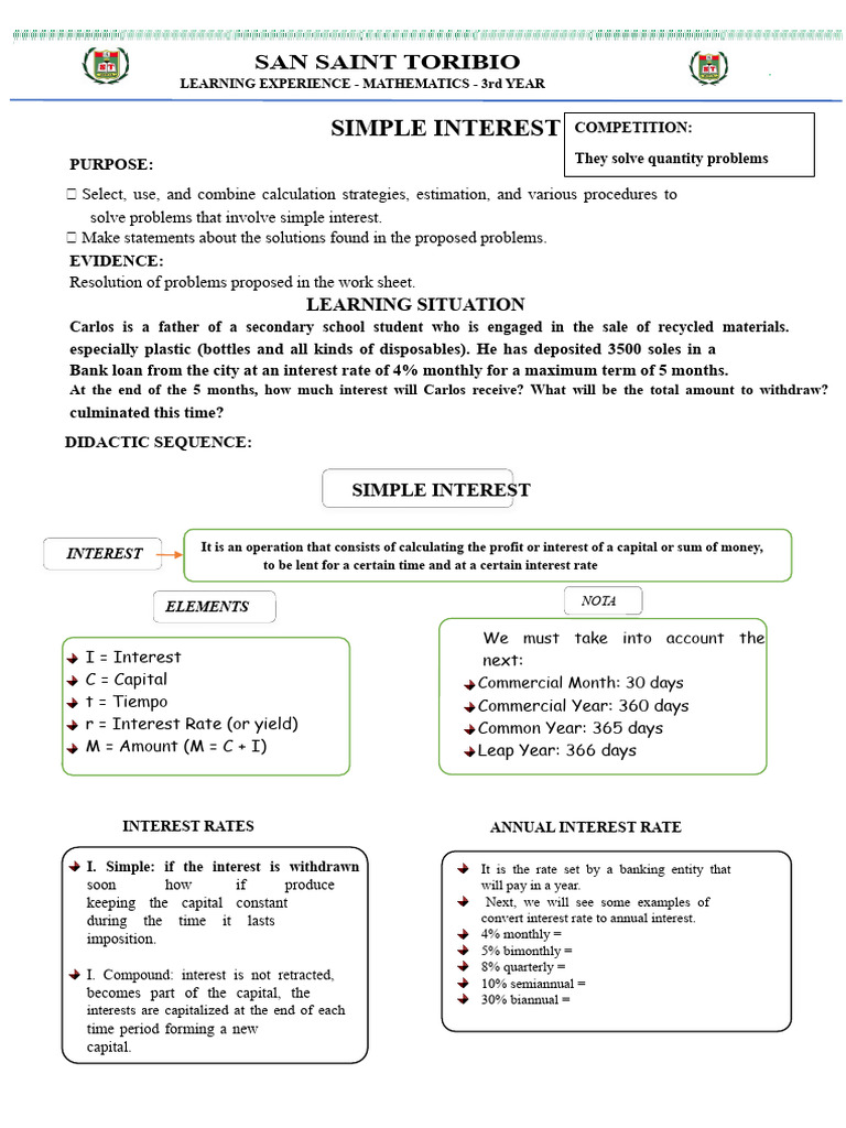 SIMPLE INTEREST - THIRD | PDF | Interest | Interest Rates