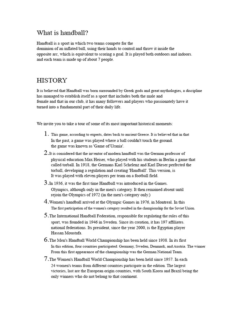 Handball Folder | PDF | Team Sports | Ball Games