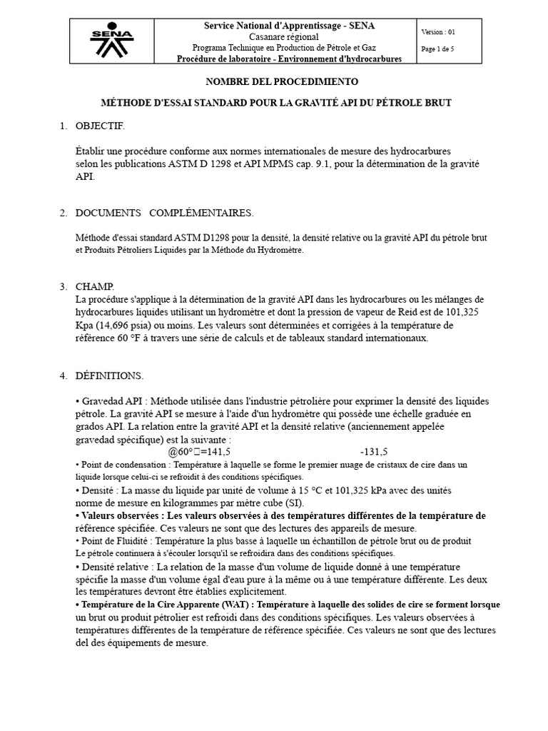 Méthode d'essai pour gravité API du pétrole | PDF | Pétrole | Température