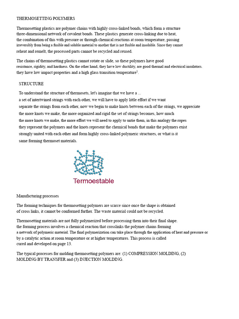 Understanding Thermosetting Polymers | PDF | Epoxy | Silicone