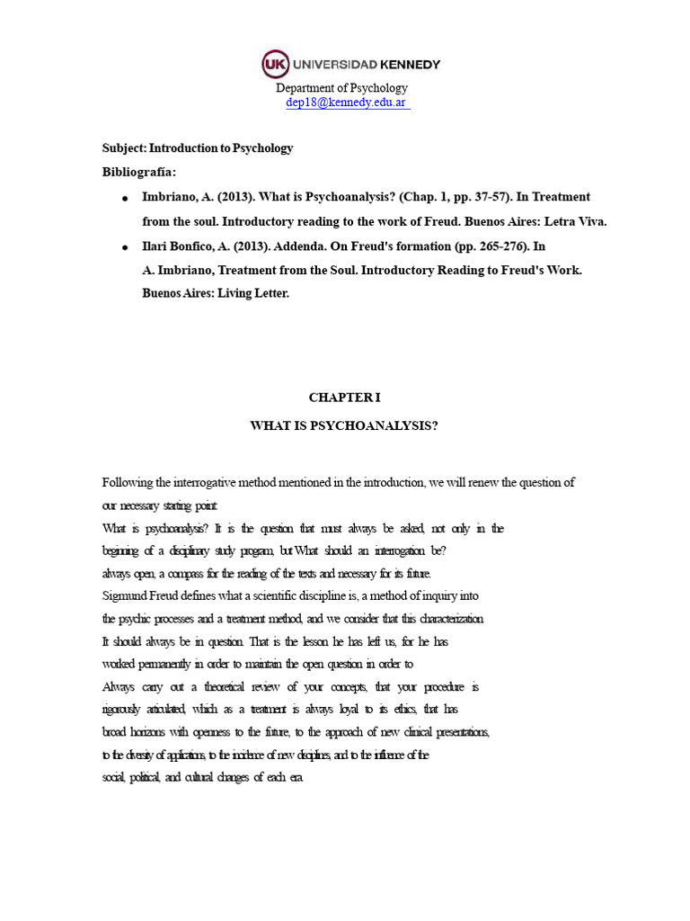 Understanding Psychoanalysis Basics | PDF | Soul | Psychoanalysis