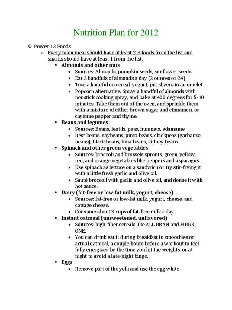 2012 Nutrition Plan Overview | PDF | Salad | Yogurt