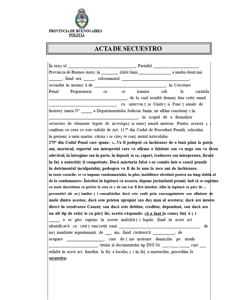 Acta de Sechestru | PDF