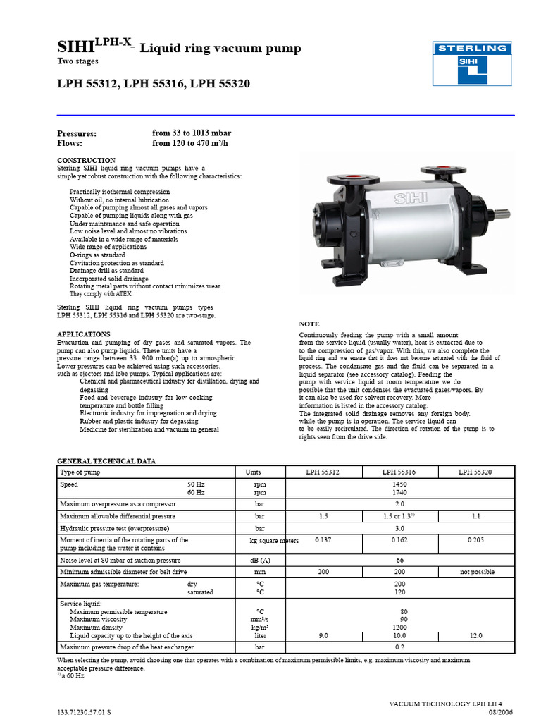SIHI LPH Series Liquid Ring Pumps | PDF | Pump | Vacuum