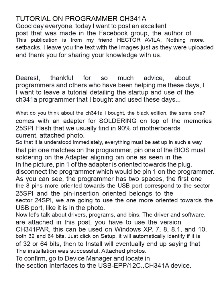 Tutorial On Programmer CH341A | PDF | Bios | Computer Architecture