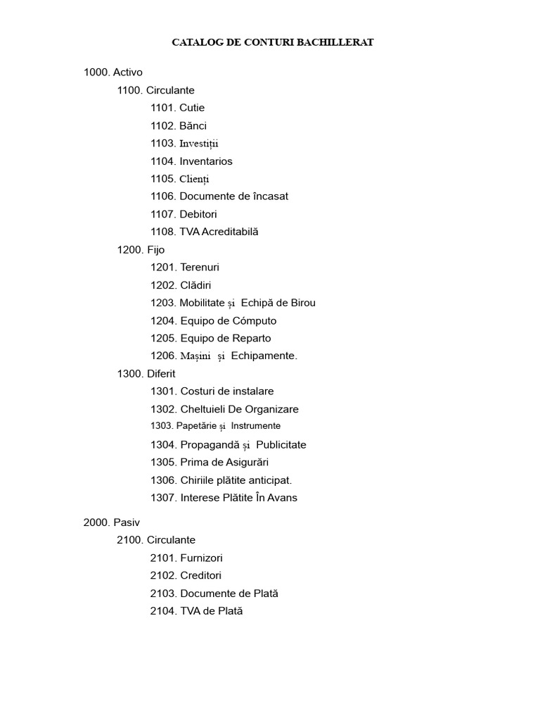 Catalog de Conturi | PDF