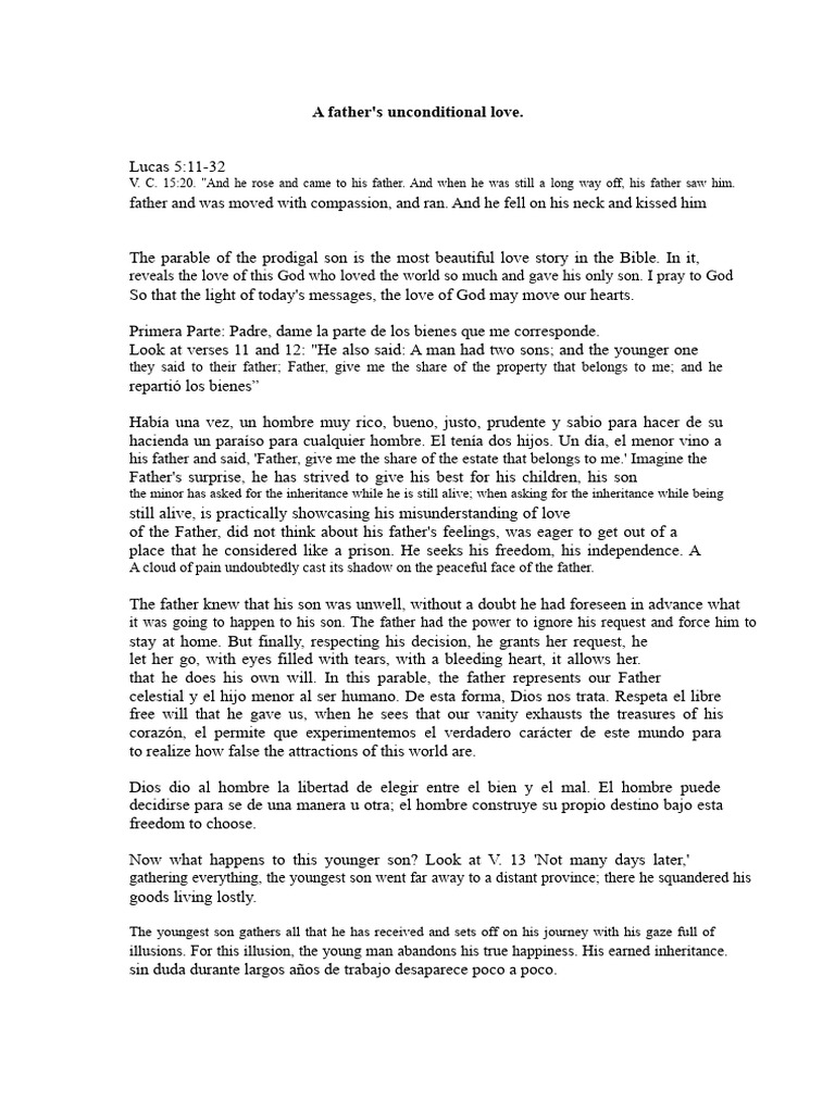 The Unconditional Love of A Father | PDF | Religious Belief And ...