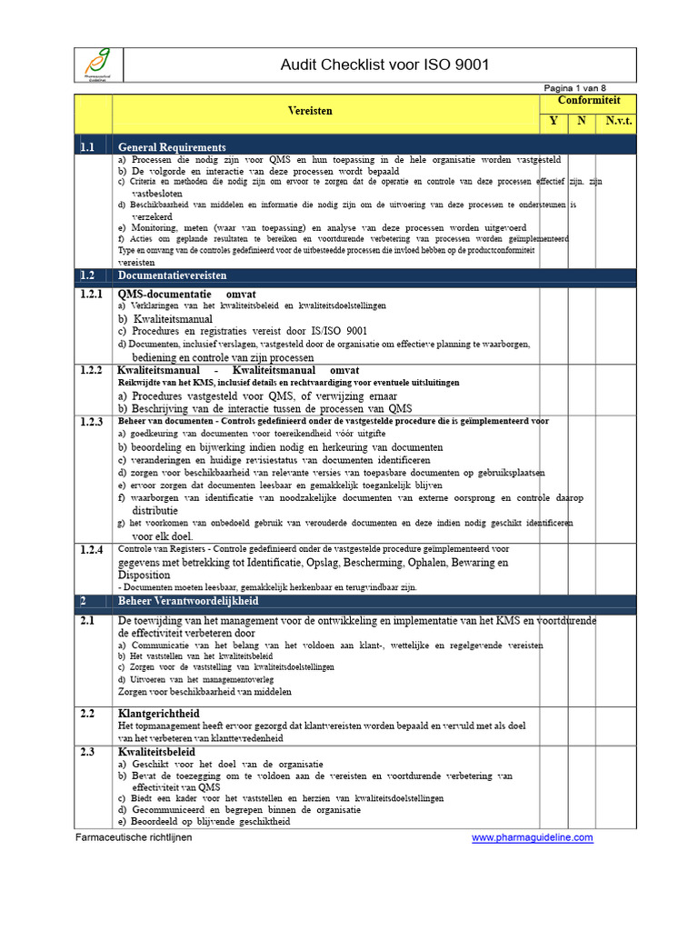 ISO 9001 Checklist PDF | PDF