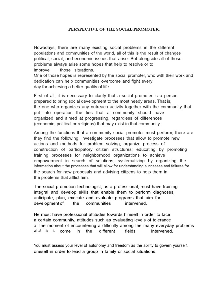 Social Promotion Essay | PDF | Community | Communication