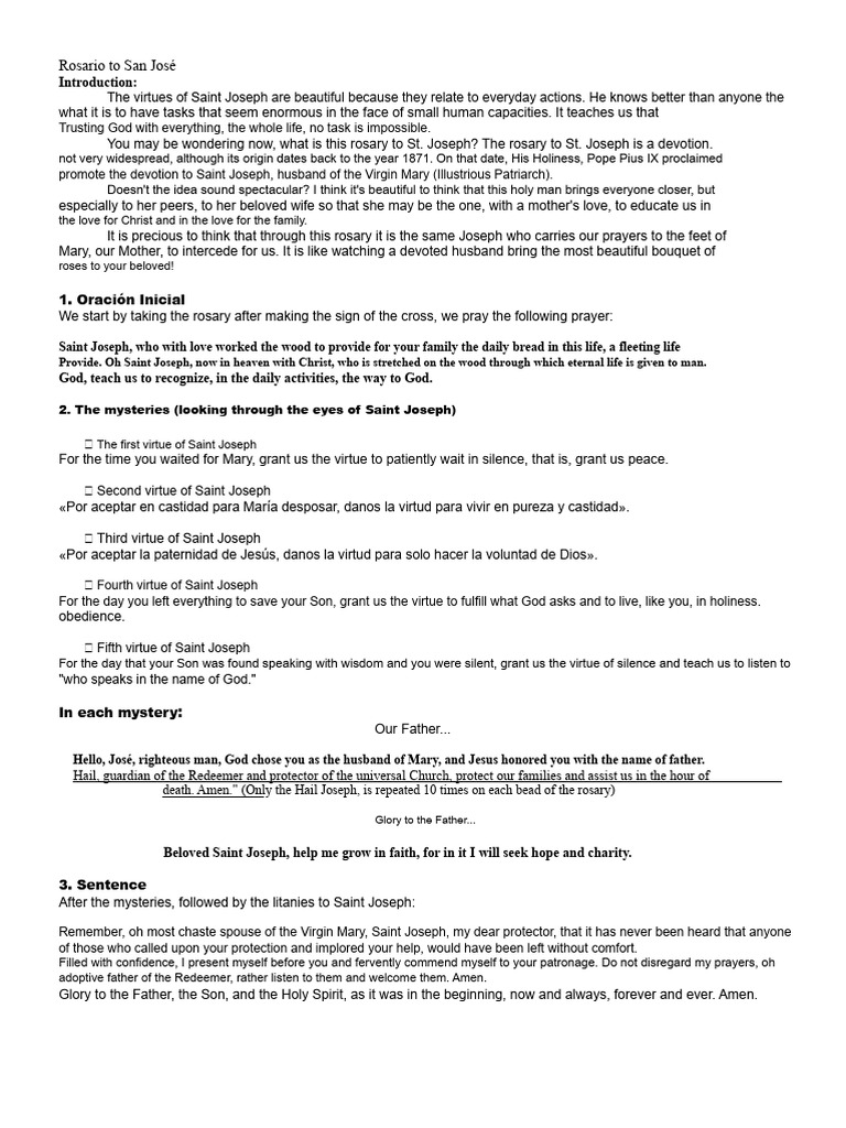 Rosary Devotion to Saint Joseph | PDF | Rosary | Saint Joseph