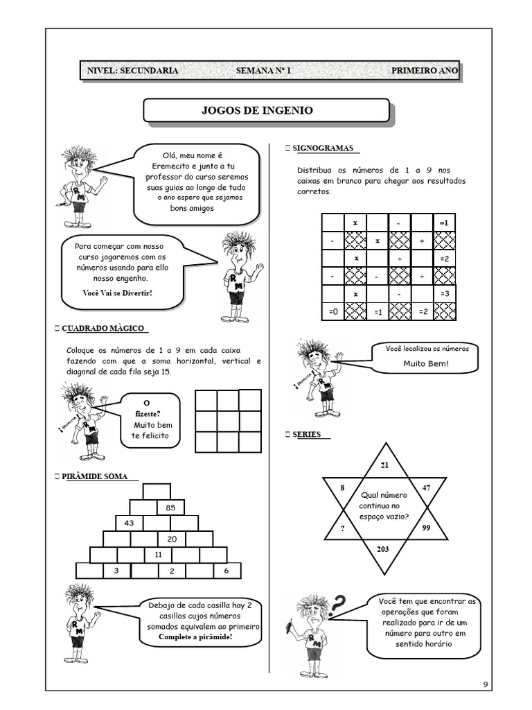 Jogos de Lógica e Matemática para 1º Ano | PDF