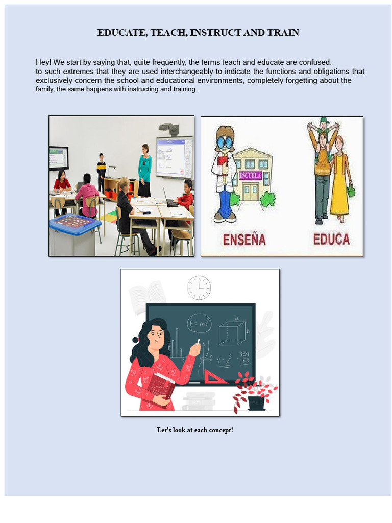 Understanding Education: Teach, Instruct, Train | PDF | Knowledge ...