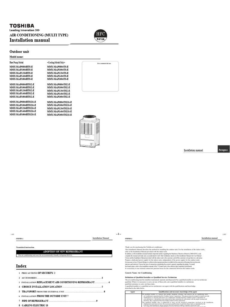 Toshiba Air Conditioning Installation Guide | PDF | Air Conditioning ...