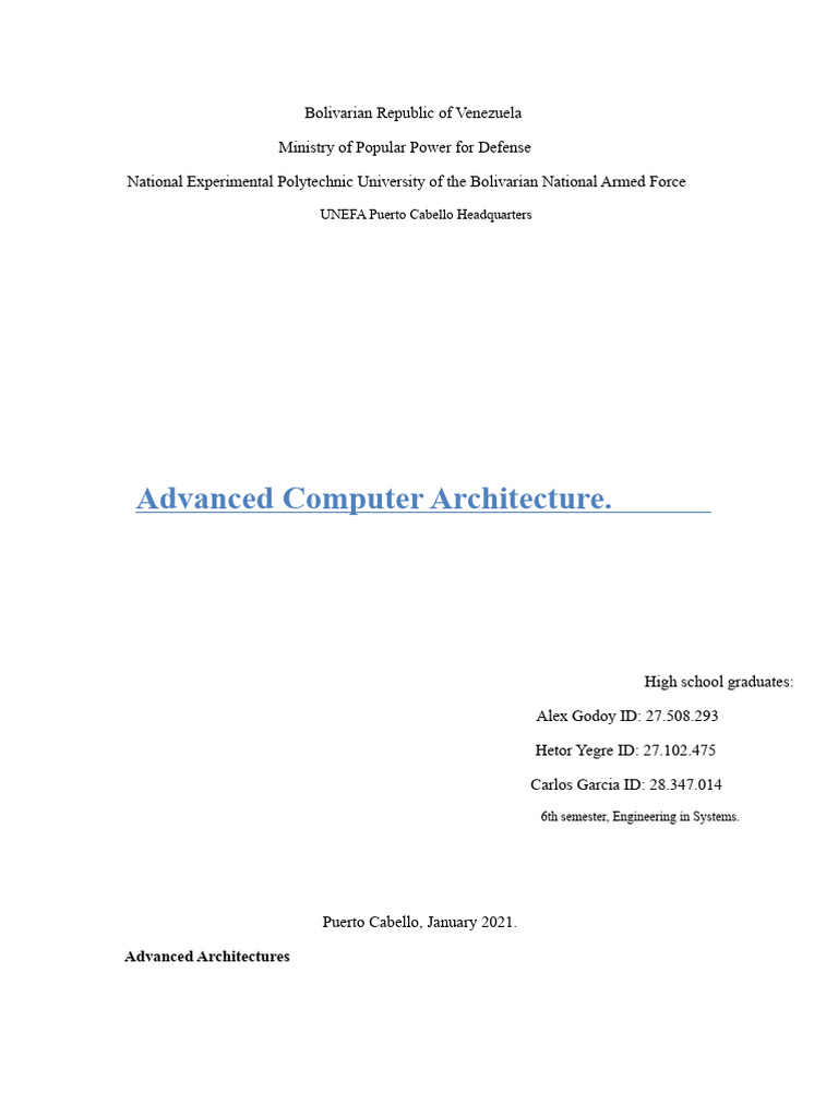 Advanced Computer Architecture Overview | PDF | Central Processing Unit ...