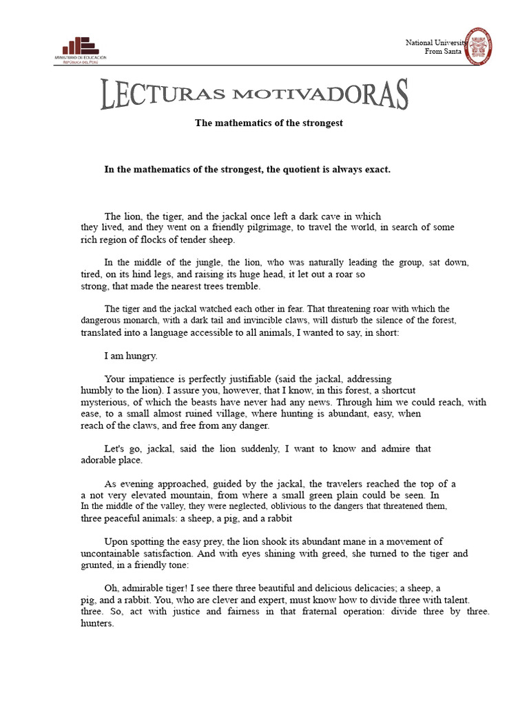 The Mathematics of The Strongest | PDF | Tiger | Lion
