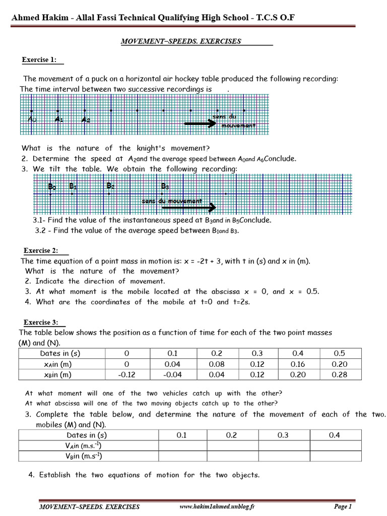 Movement Exercises | PDF | Speed | Mechanics