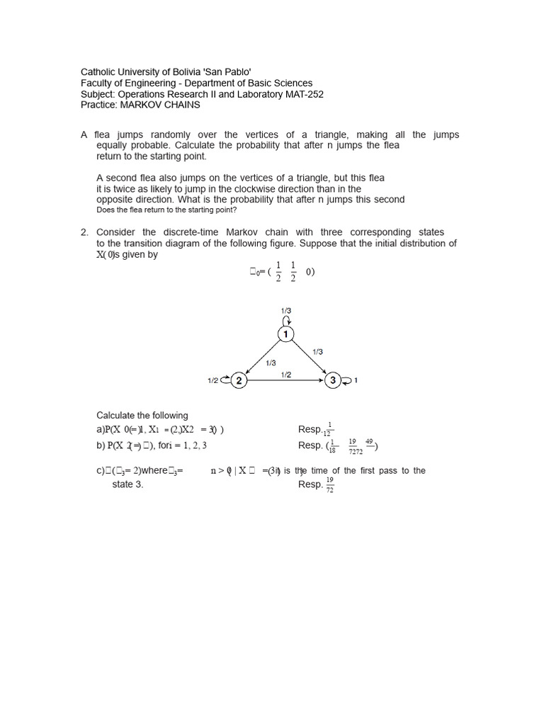 Practice Markov Chains (1) (1) | PDF | Markov Chain | Probability Theory