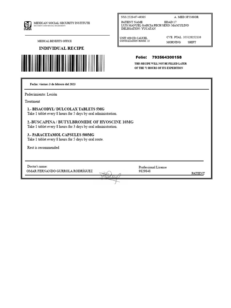 IMSS Medical Certificate | PDF