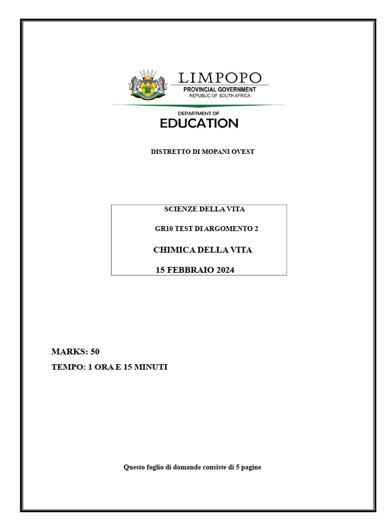 2024 - 02 - 15 - LIM LFSC Test Informale 2 Classe 10 QP ITA | PDF