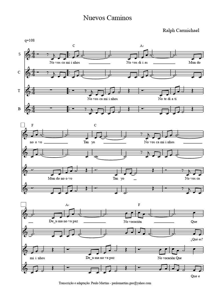 Nuevos Caminos: Letra y Adaptación Musical | PDF