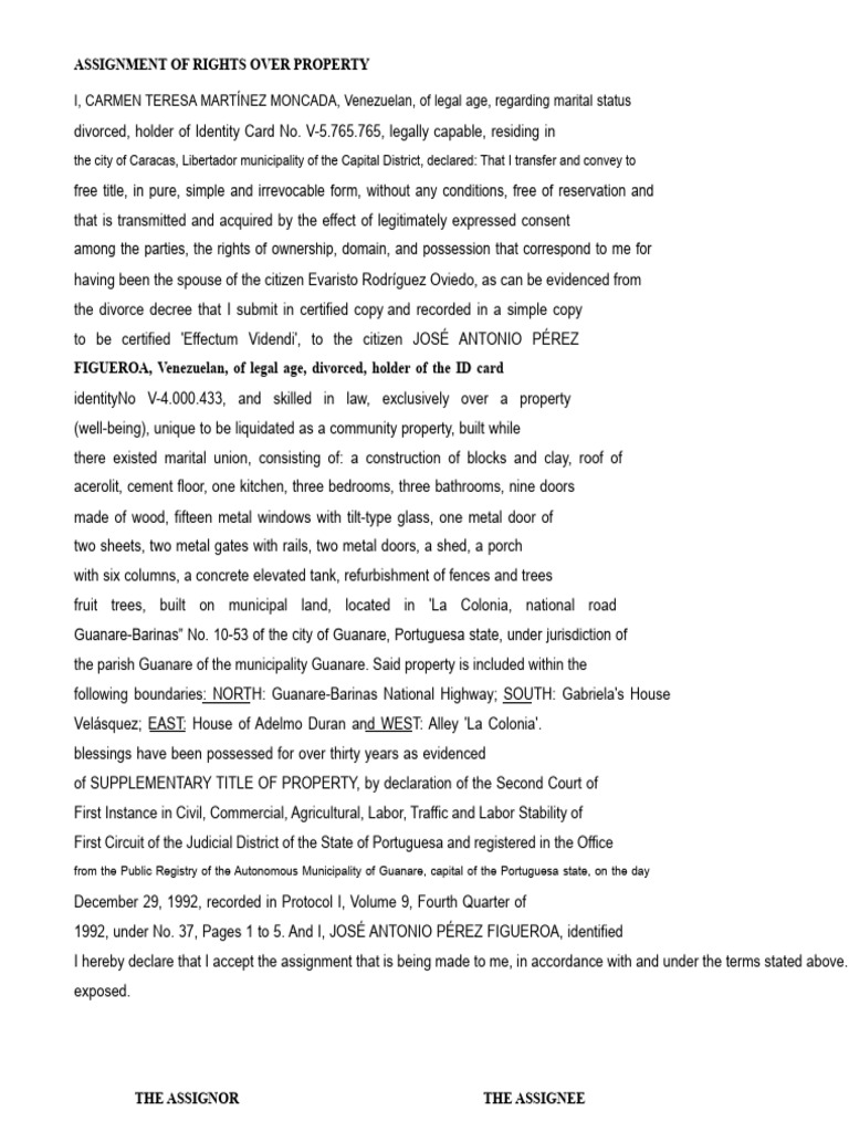 Property Rights Assignment Agreement | PDF | Identity Document ...