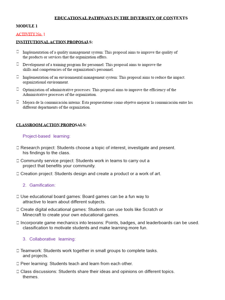 Educational Pathways and Action Proposals | PDF | Learning | Morality