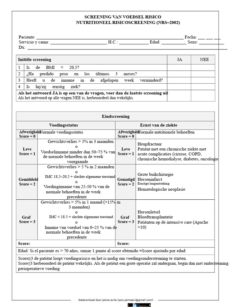 Screening Nrs 2002 Formaat | PDF