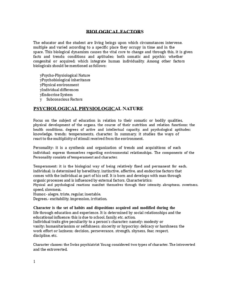 Biological Factors in Education and Personality | PDF | Endocrine ...