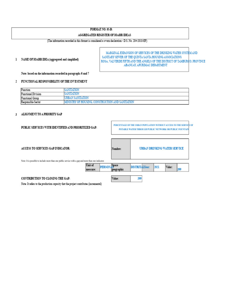 Format 5B | PDF | Sanitation | Water Supply