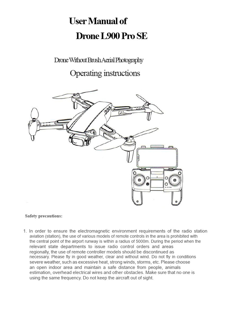 L900 Pro SE Drone User Manual | PDF | Battery Charger | Unmanned Aerial Vehicle